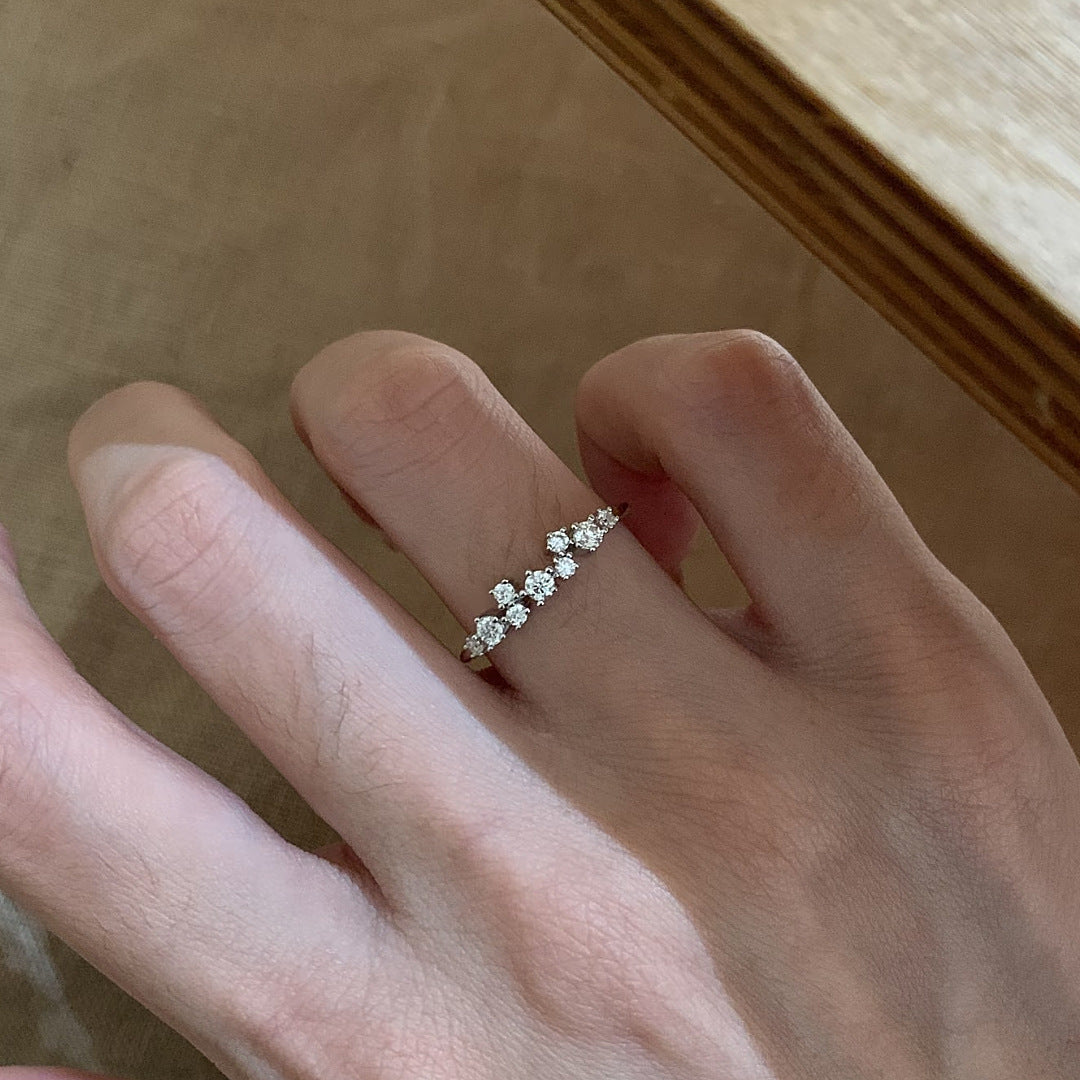 Electroplated Zirconia Layered Ring — silver ring, view 2