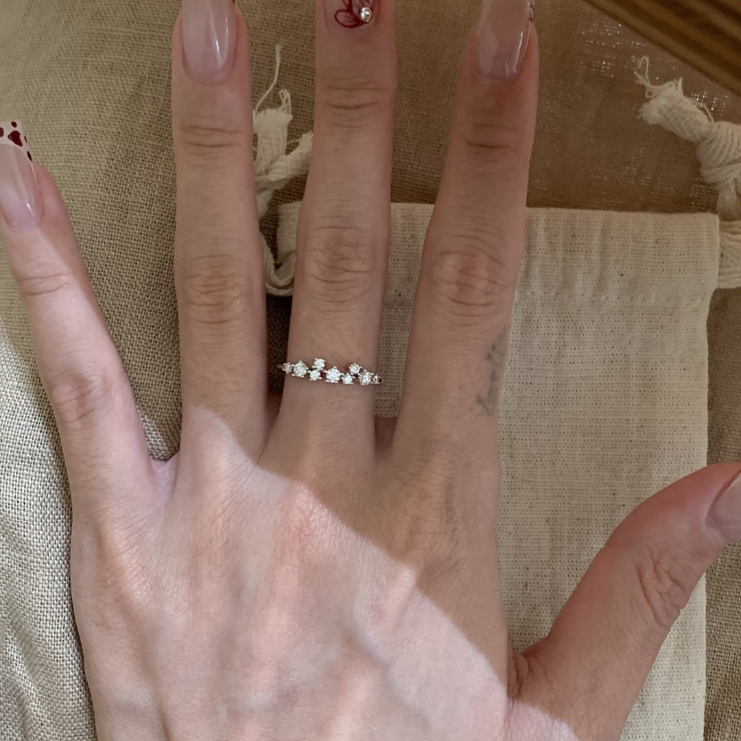 Electroplated Zirconia Layered Ring — silver ring, view 3