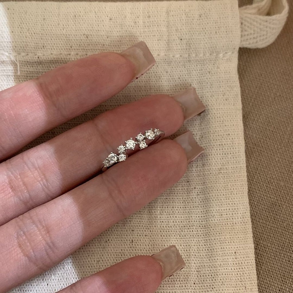 Electroplated Zirconia Layered Ring — silver ring, view 4