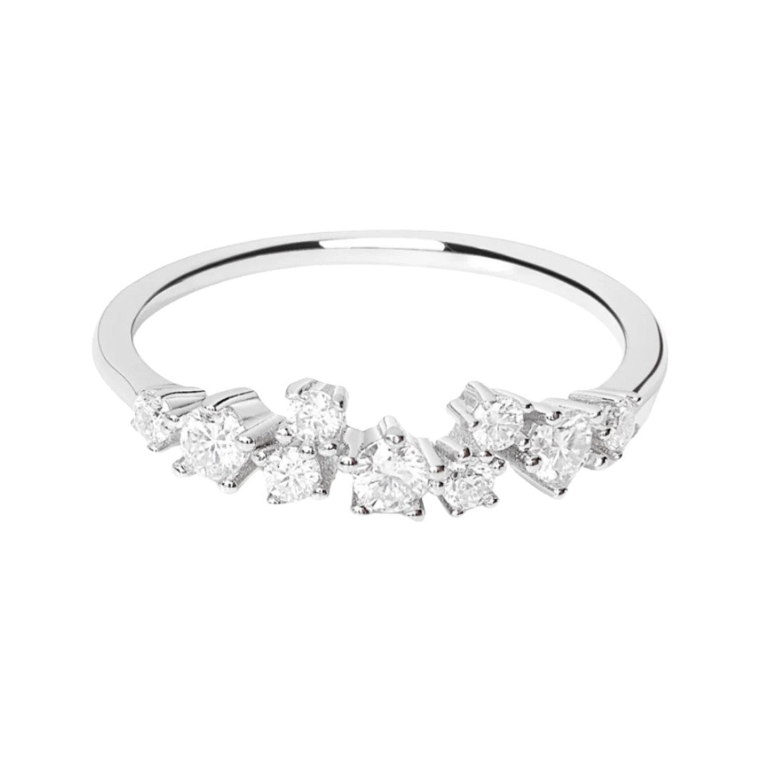 Electroplated Zirconia Layered Ring — silver ring, view 5