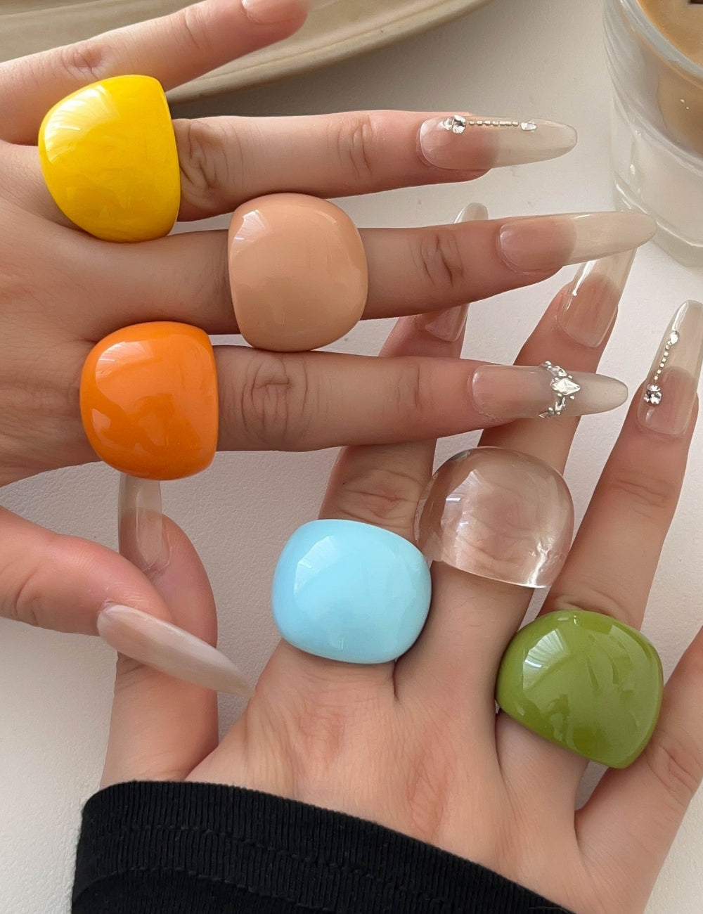 Solid Color Chunky Resin Ring — ring