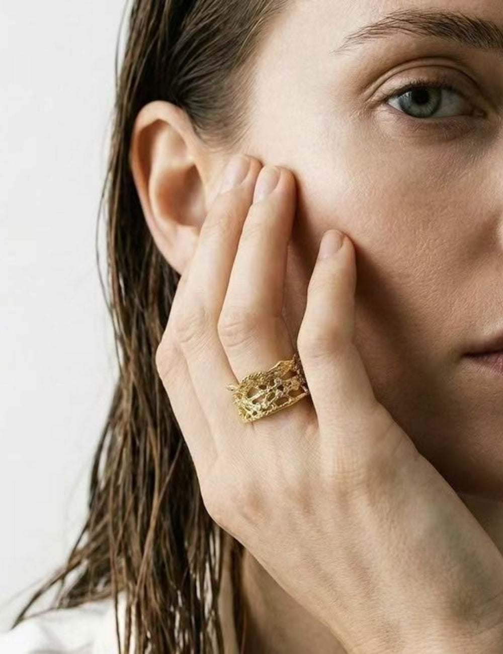 Gold-Plated Lace Motif Ring — ring