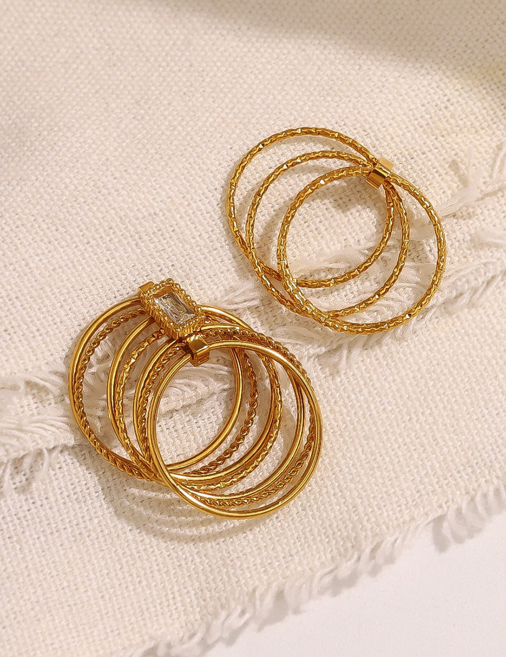 Twisted Layered Zirconia Ring — gold ring