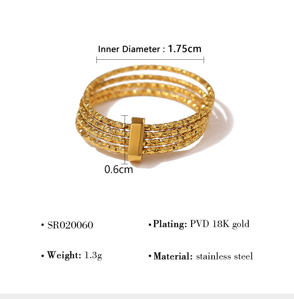 Twisted Layered Zirconia Ring — gold ring, view 6