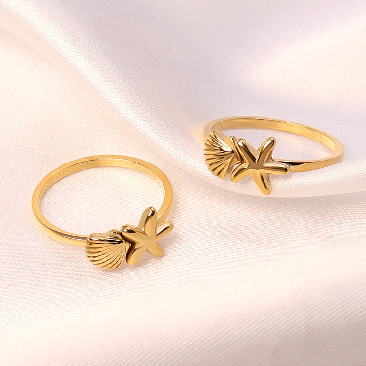 Starfish Shell Statement Ring — gold ring, view 3