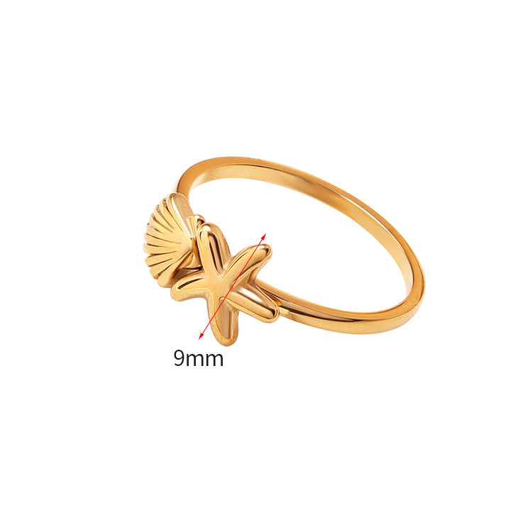 Starfish Shell Statement Ring — gold ring, view 4