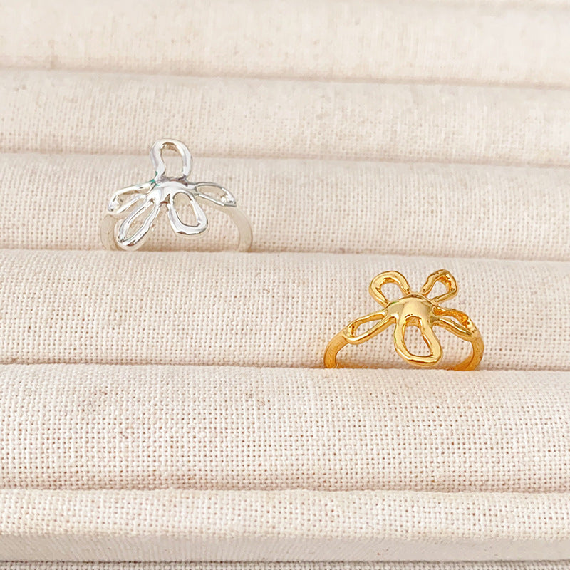 Raised 3D Floral Open Ring — ring, view 2