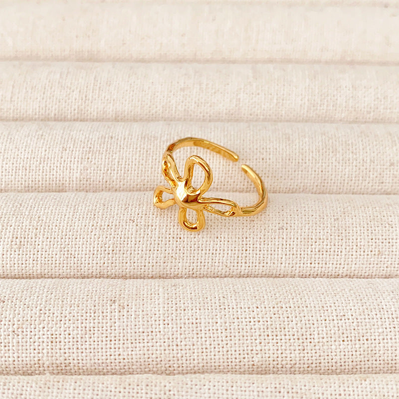 Raised 3D Floral Open Ring — ring, view 3