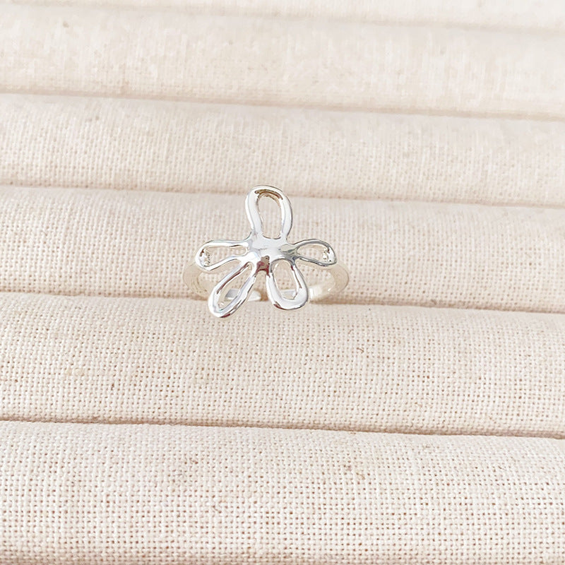 Raised 3D Floral Open Ring — ring, view 4