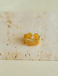 Gold-Plated Hollow-Out Open Ring — ring