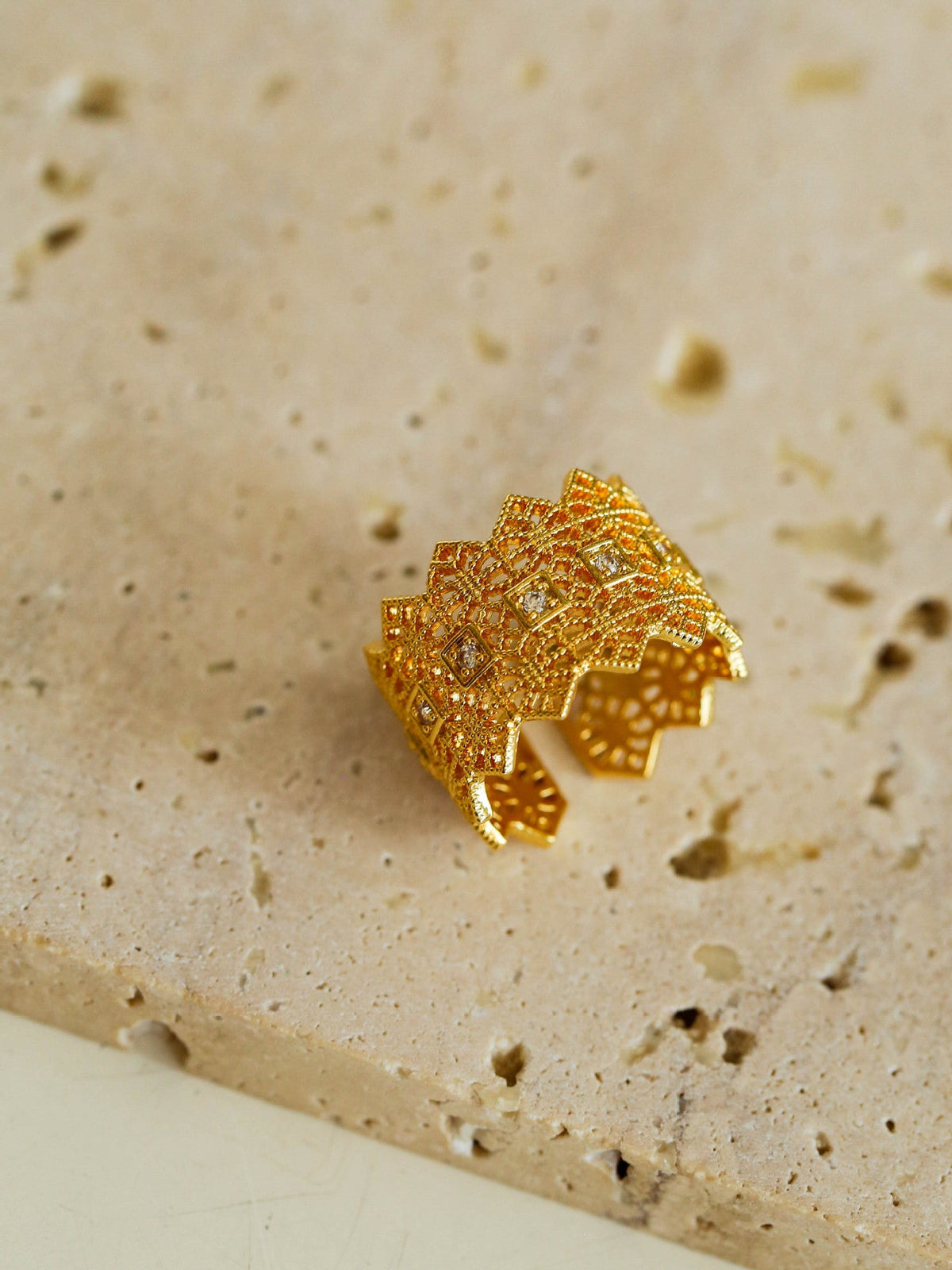 Gold-Plated Hollow-Out Open Ring — ring, view 10