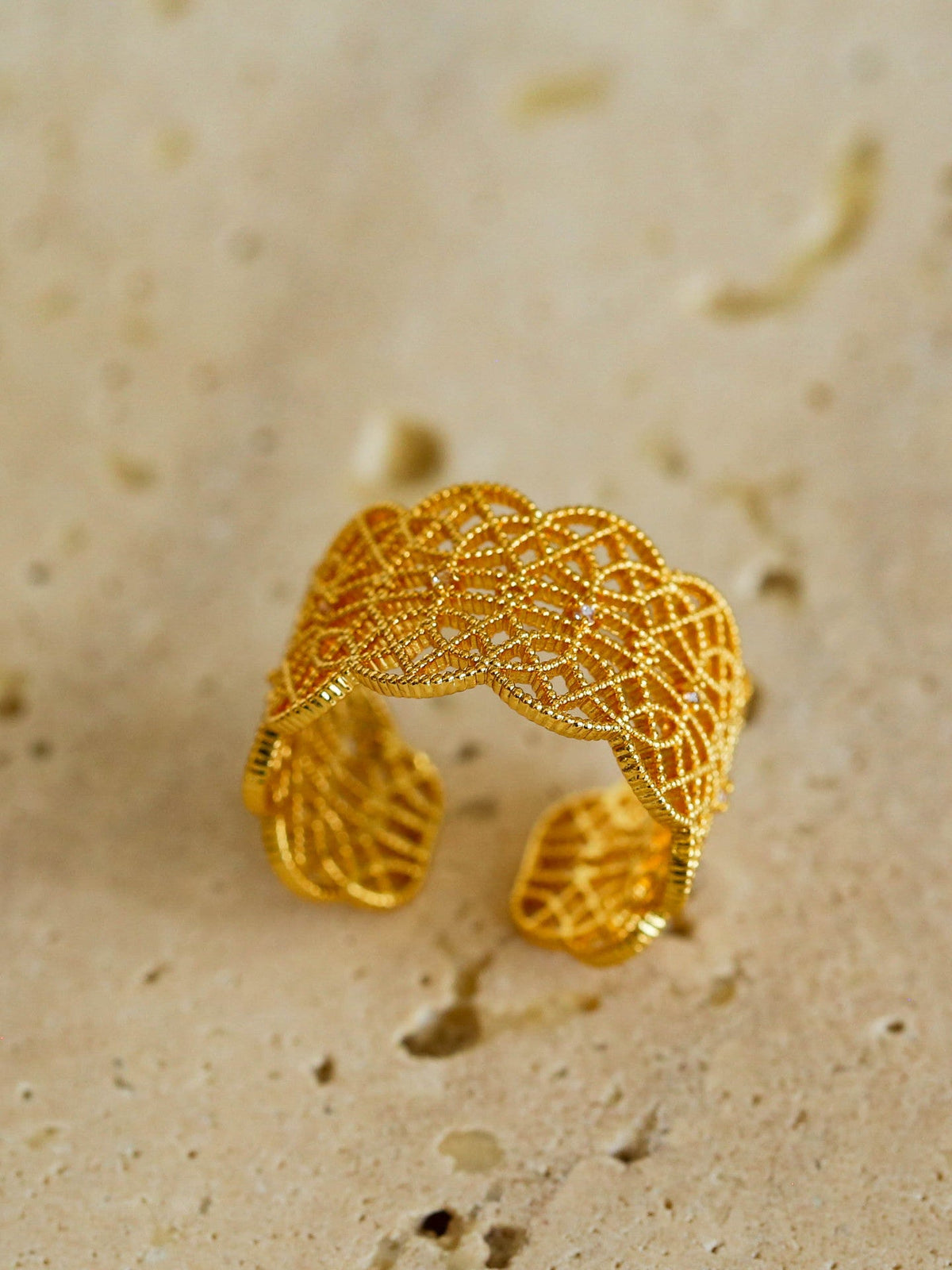 Gold-Plated Hollow-Out Open Ring — ring, view 12