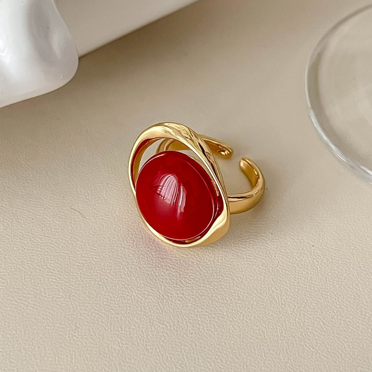 Gold-Plated Open Geometric Ring — ring, view 2
