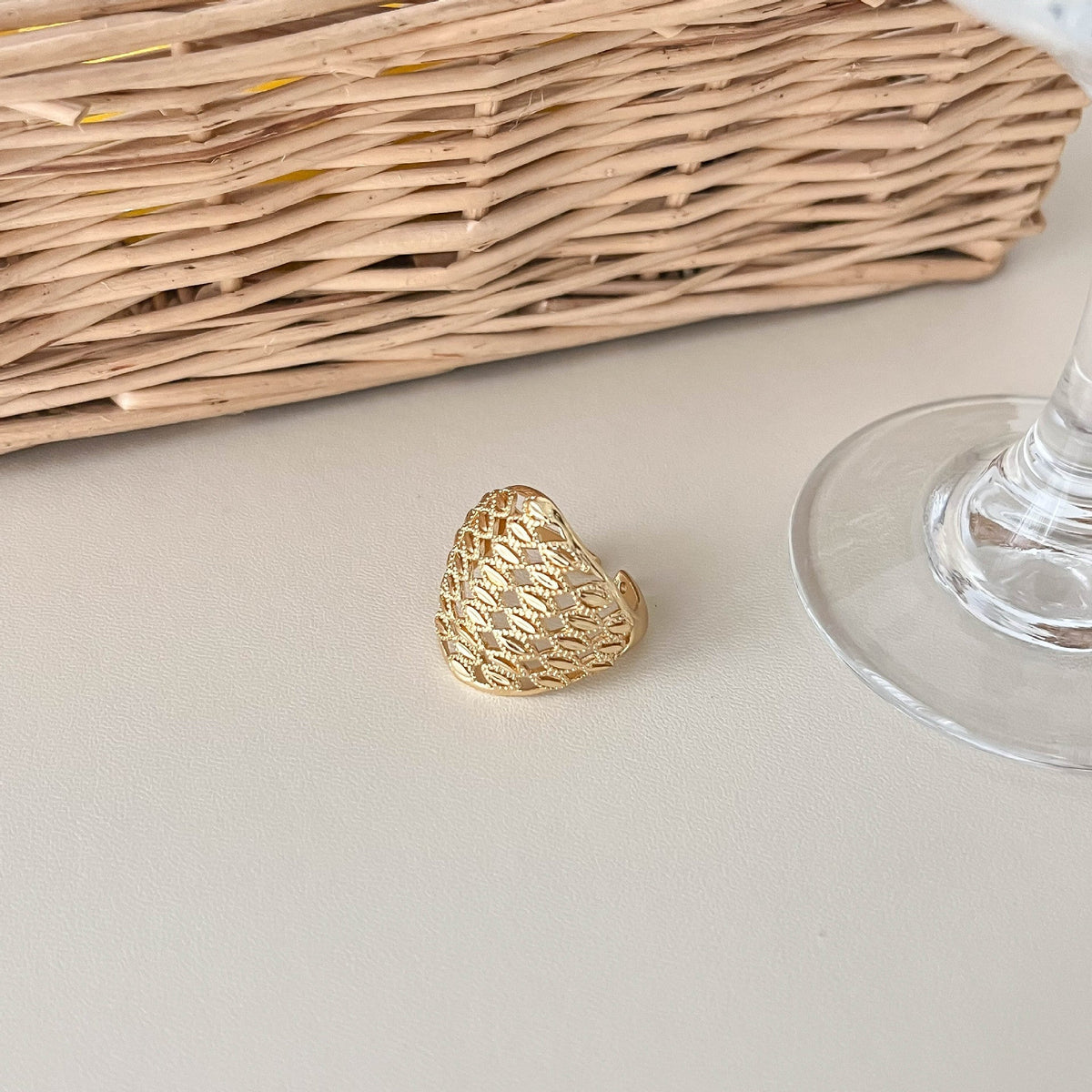 Hollow-Out Grid Zirconia Ring — ring, view 4