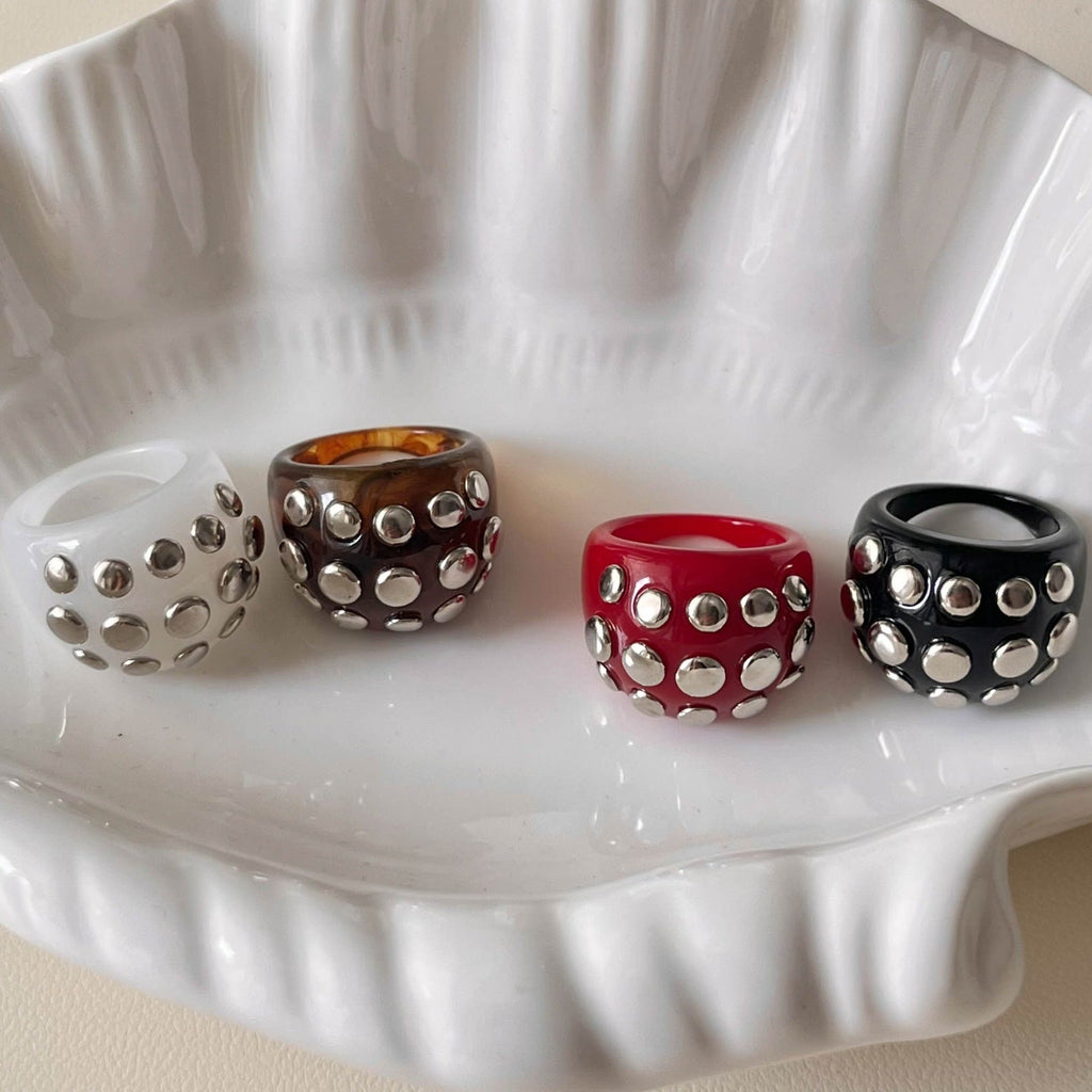 Rivet Marbled Resin Ring — ring, view 4