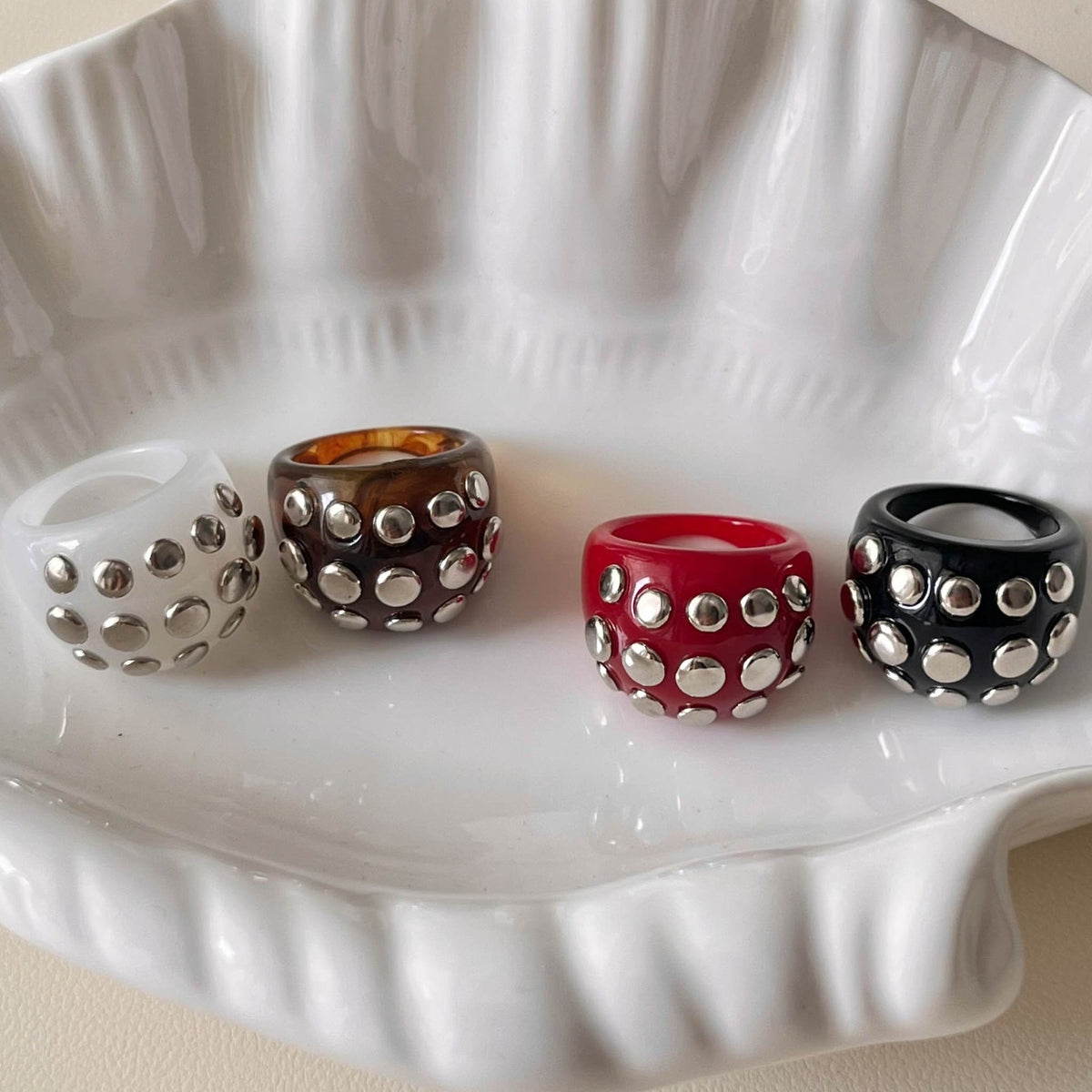 Rivet Marbled Resin Ring — ring, view 4