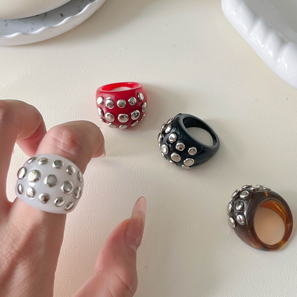 Rivet Marbled Resin Ring — ring, view 5