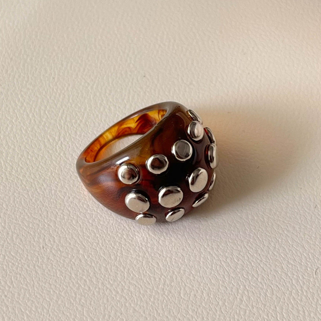 Rivet Marbled Resin Ring — ring, view 8