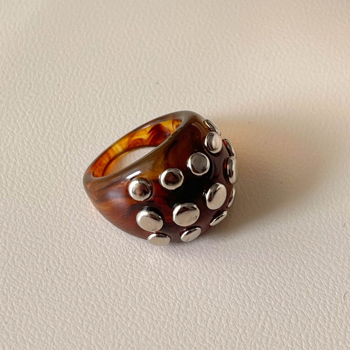 Rivet Marbled Resin Ring — ring, view 8