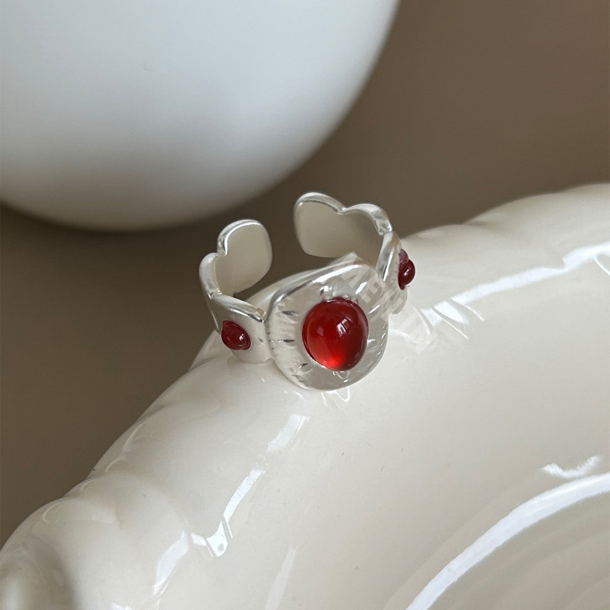 Ethnic Totem Agate Ring — silver ring, view 3