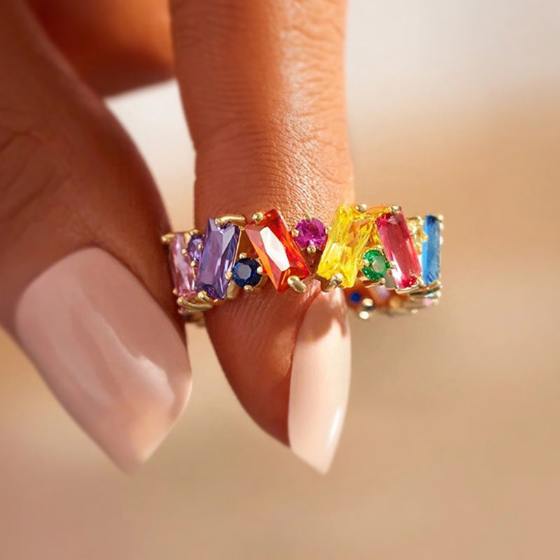 Colorful Geometric Zircon Ring — ring, view 4
