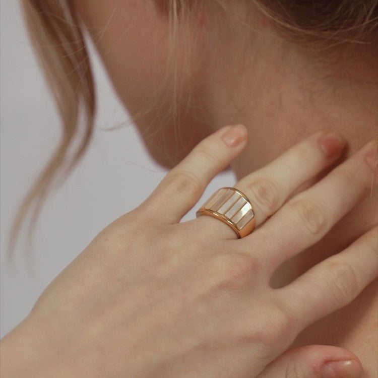 Geometric Shell Titanium Ring — ring, view 2