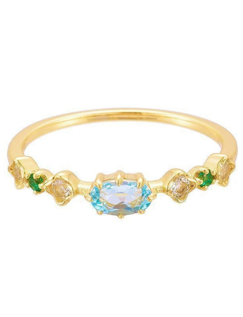 Electroplated Rhinestone Single Ring — gold ring