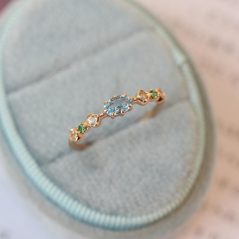 Electroplated Rhinestone Single Ring — gold ring, view 2