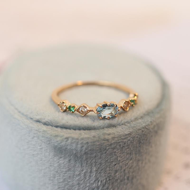 Electroplated Rhinestone Single Ring — gold ring, view 3