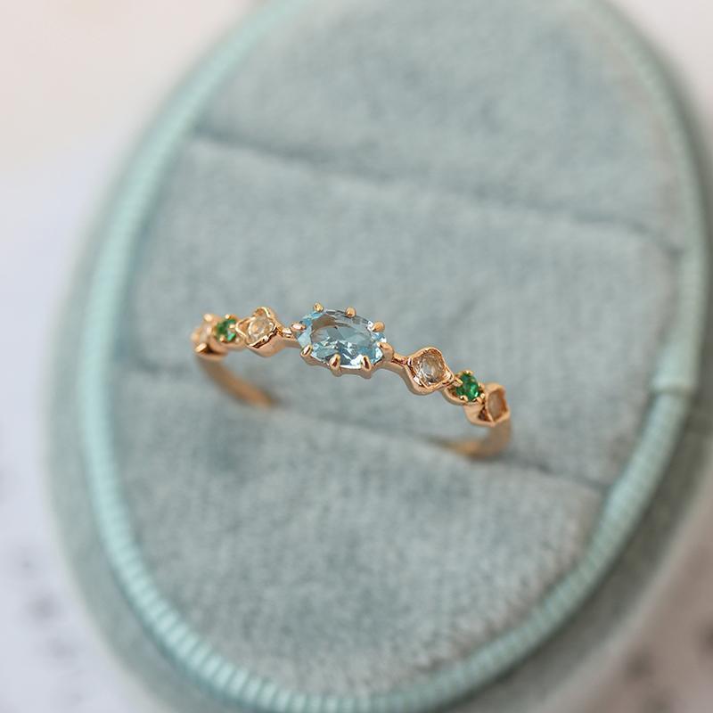 Electroplated Rhinestone Single Ring — gold ring, view 4