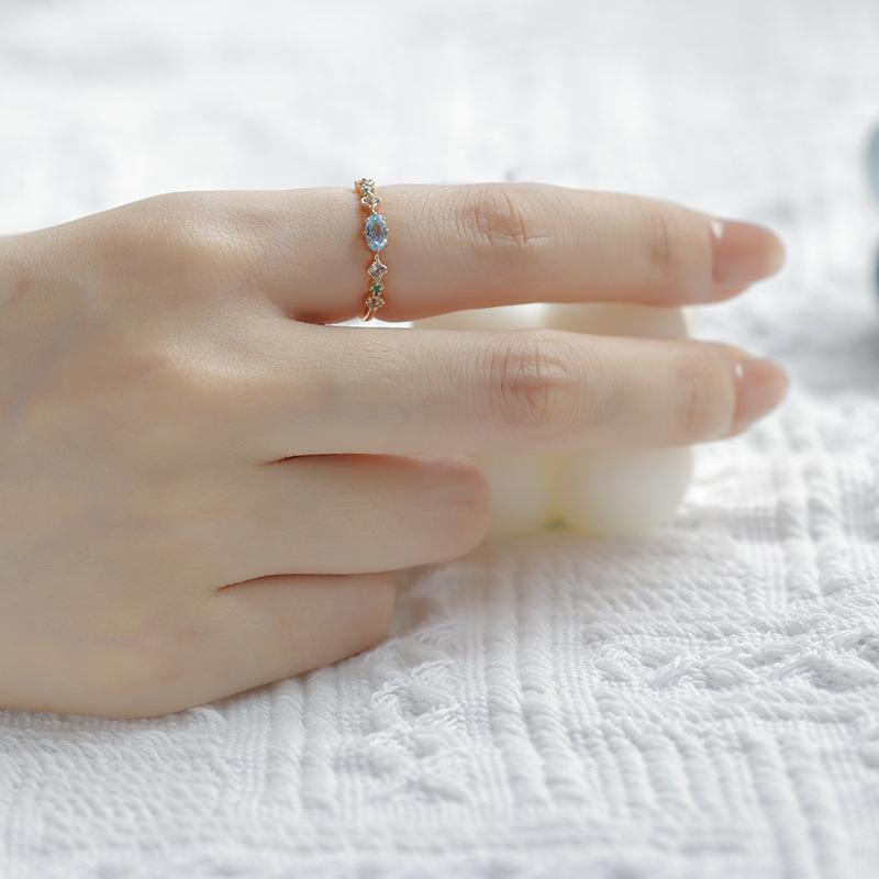 Electroplated Rhinestone Single Ring — gold ring, view 5