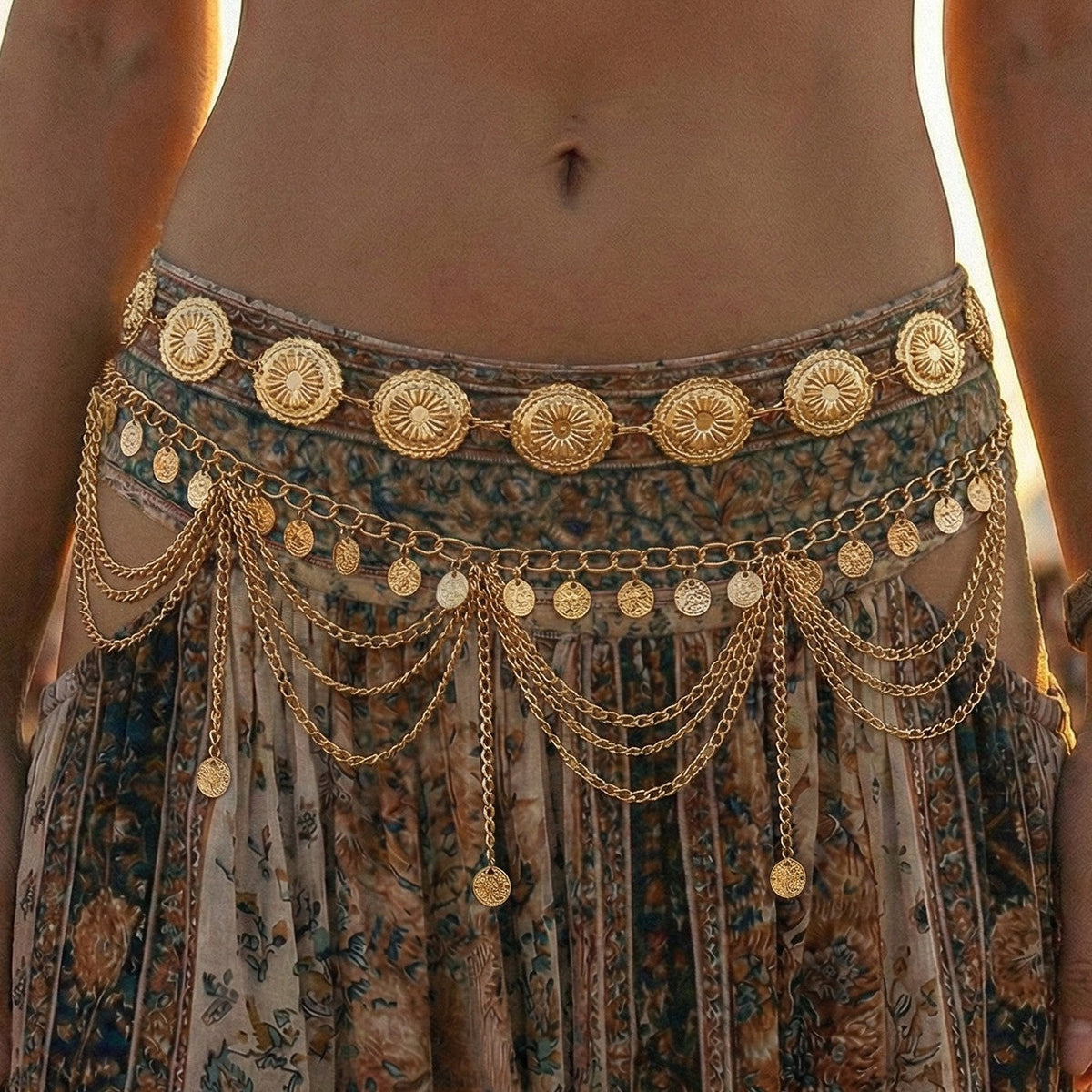 Multi-Layered Gold Waist Chain — body chain, view 3