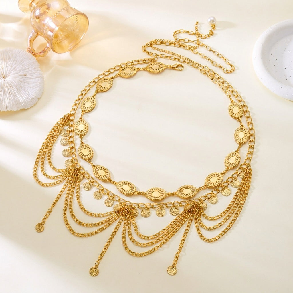 Multi-Layered Gold Waist Chain — body chain, view 5