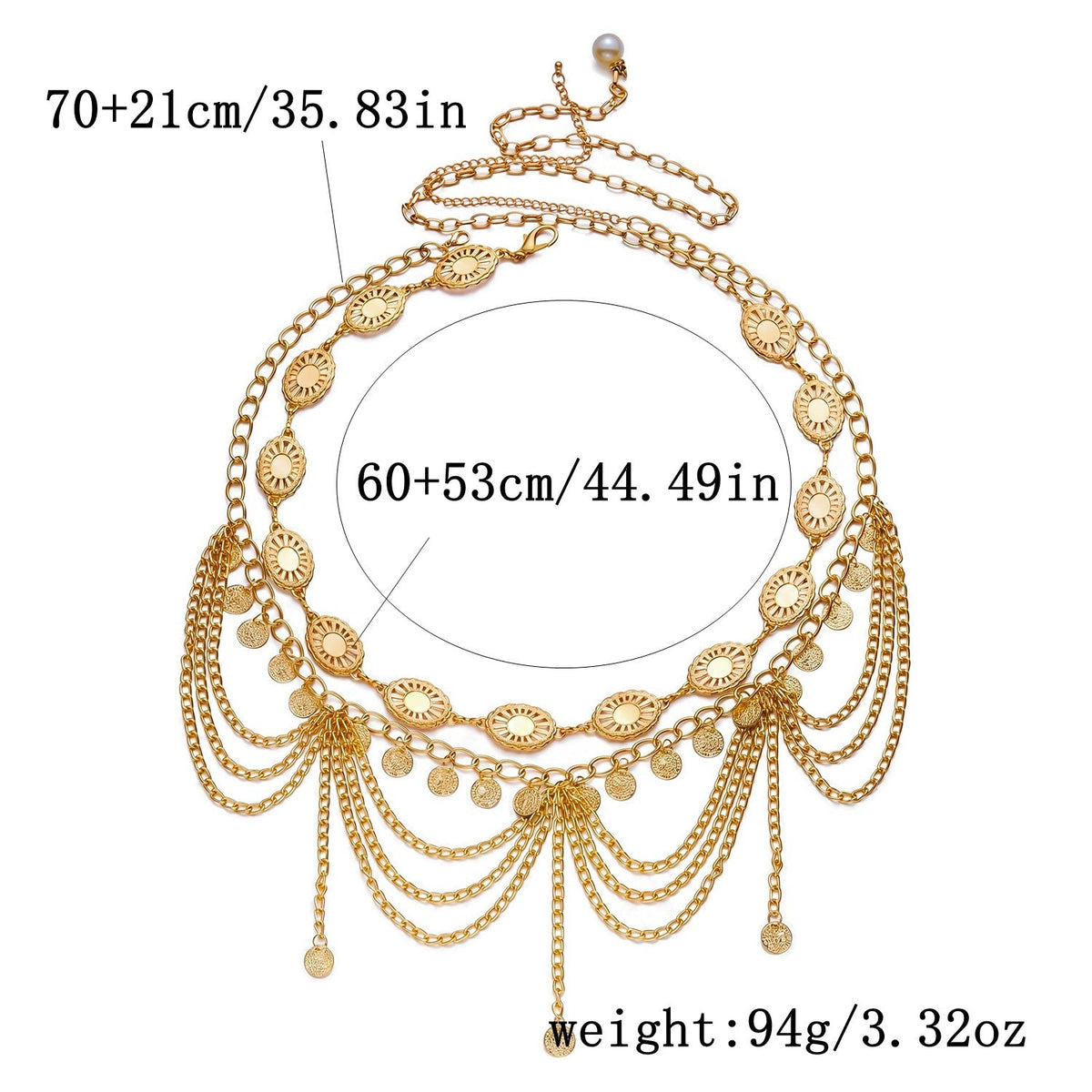 Multi-Layered Gold Waist Chain — body chain, view 7