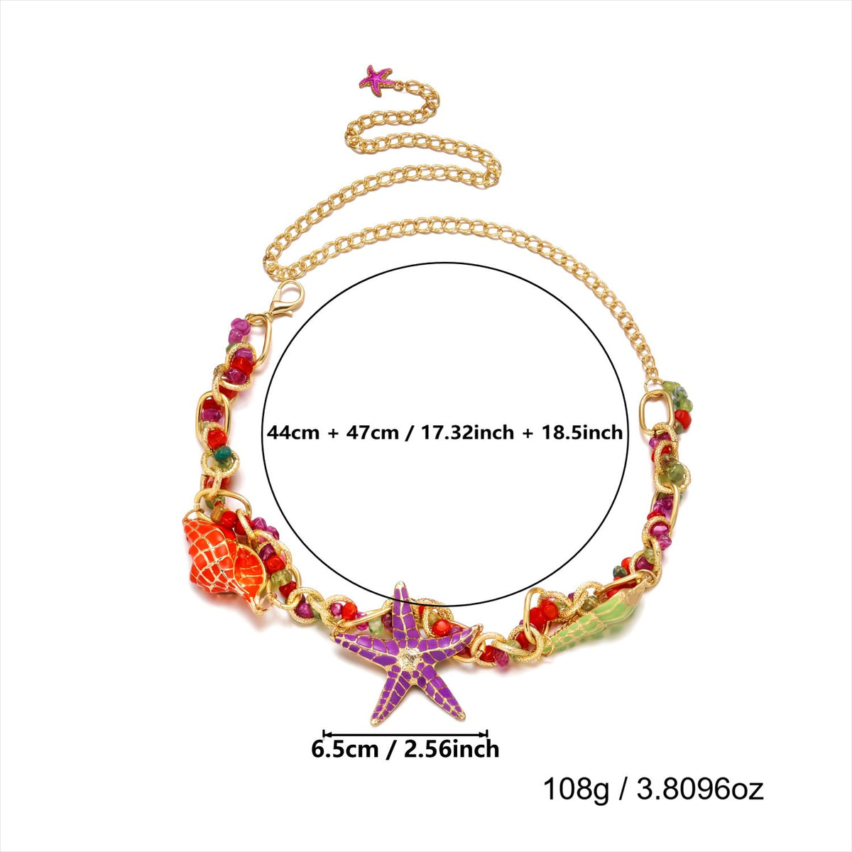 Chunky Starfish Shell Waist Chain — body chain, view 10
