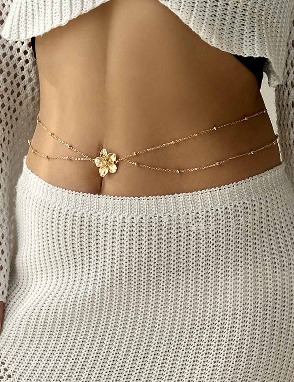 Flower Charm Double-Layer Waist Chain — body chain