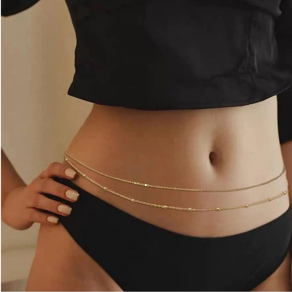 Round Bead Double-Layer Waist Chain — body chain, view 4