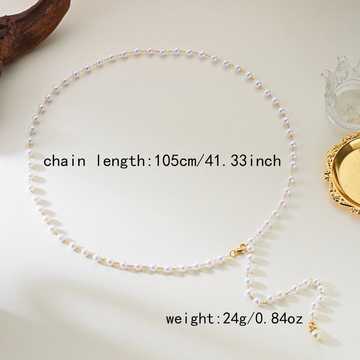 Bow Tassel Pearl Waist Chain — body chain, view 6