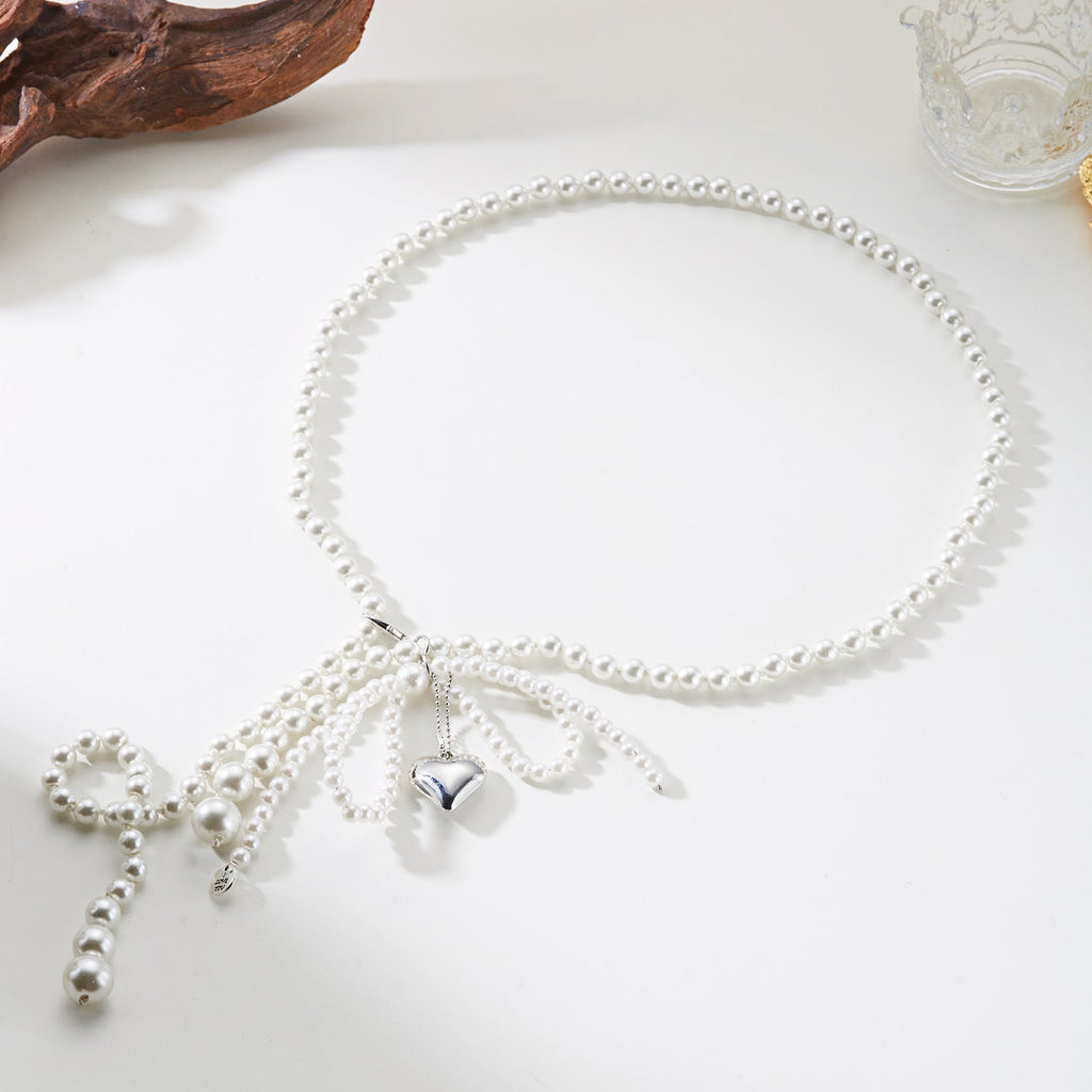 Bow Tassel Pearl Waist Chain — body chain, view 7