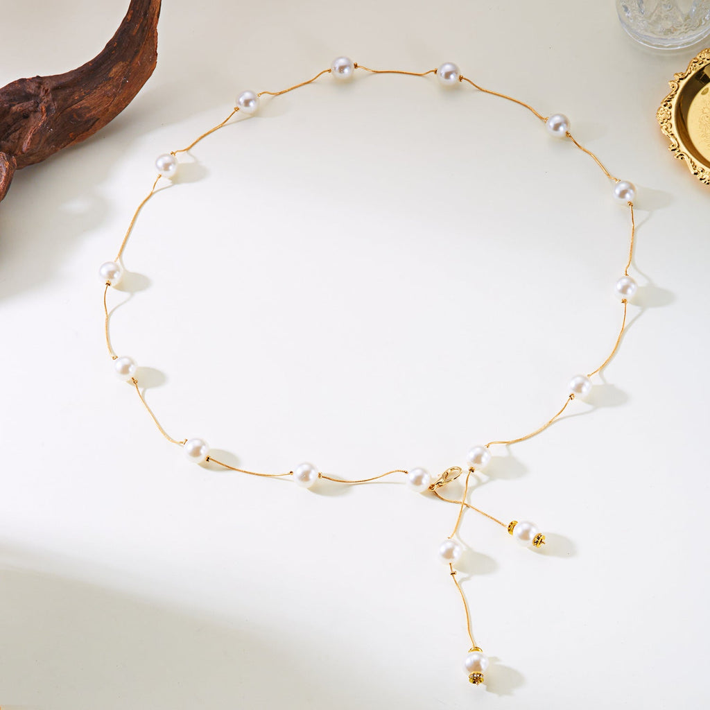 Bow Tassel Pearl Waist Chain — body chain, view 8