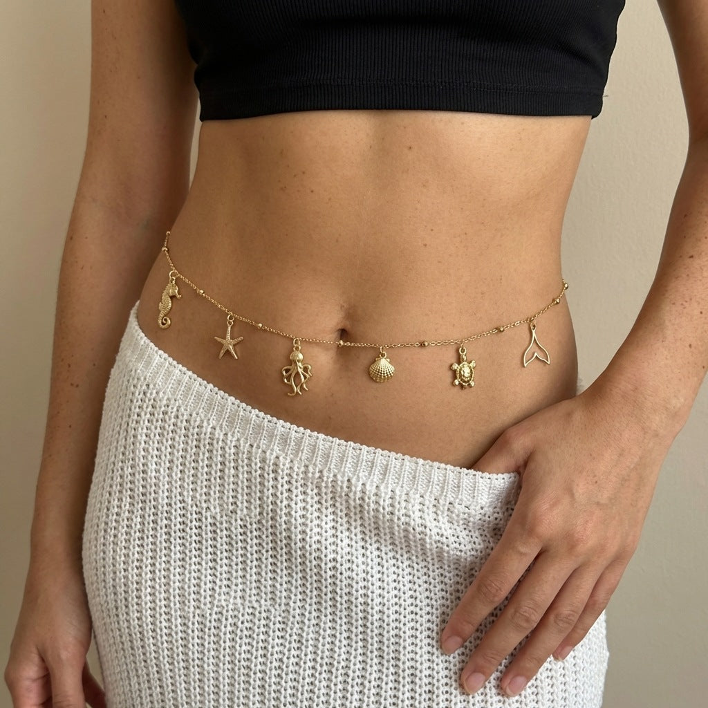 Pearl Shell Ocean Waist Chain — body chain, view 2