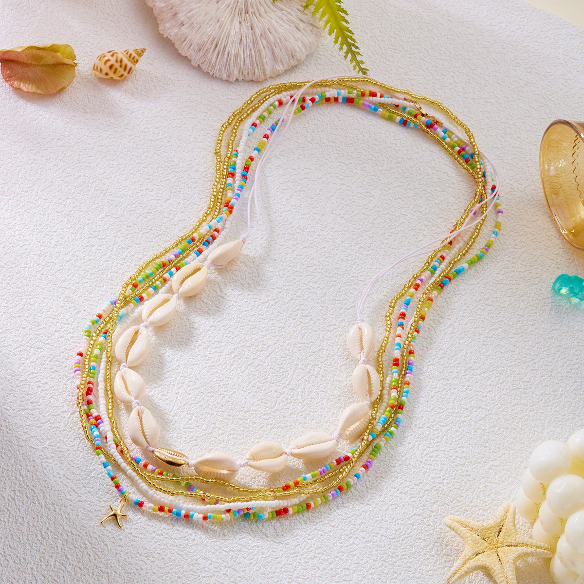 Beaded Shell Charm Waist Chain — body chain, view 5