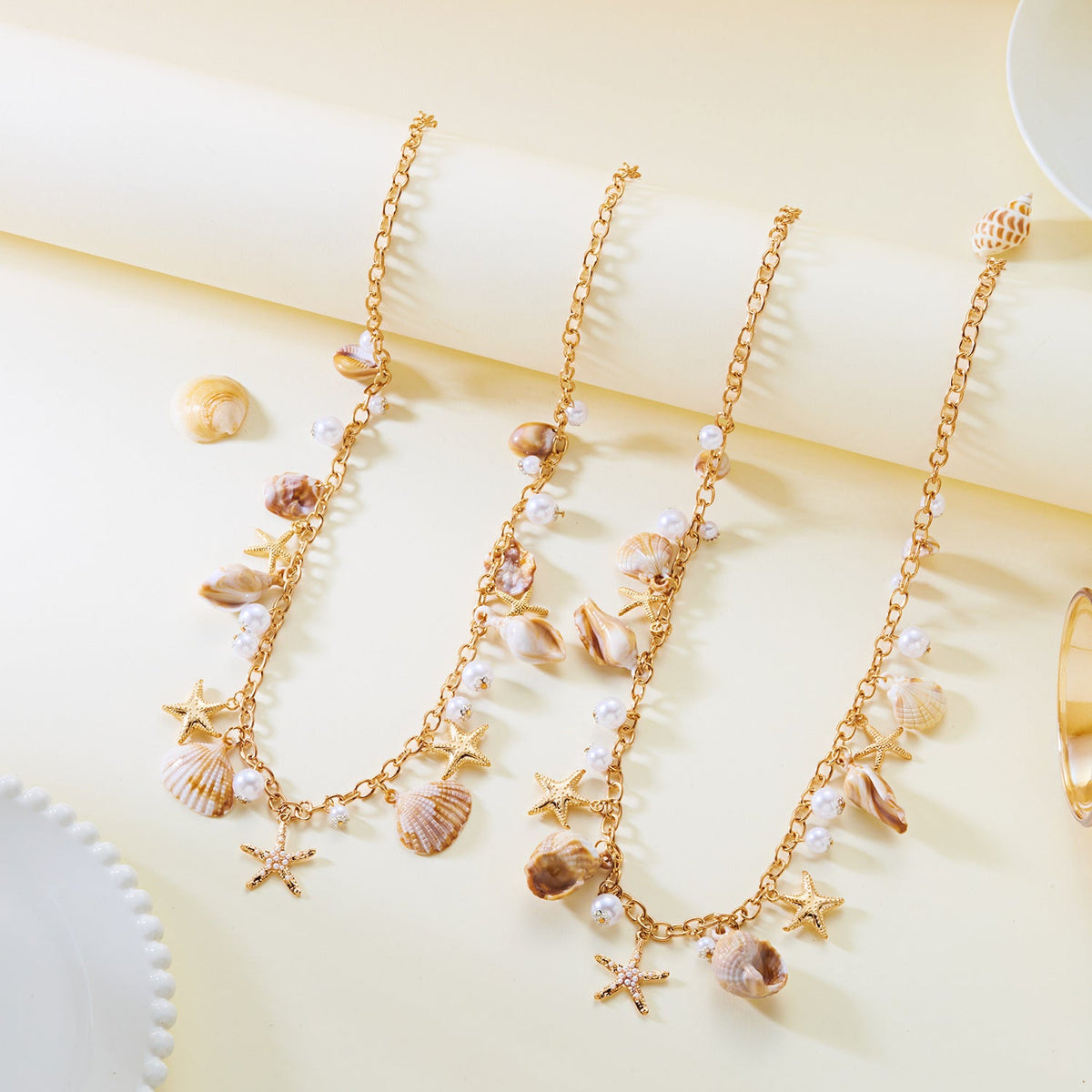 Shell Charm Layered Waist Chain — gold body chain, view 5