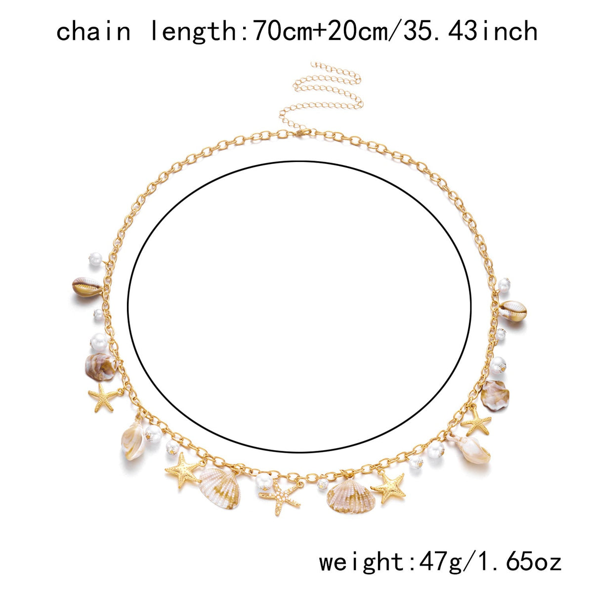 Shell Charm Layered Waist Chain — gold body chain, view 8
