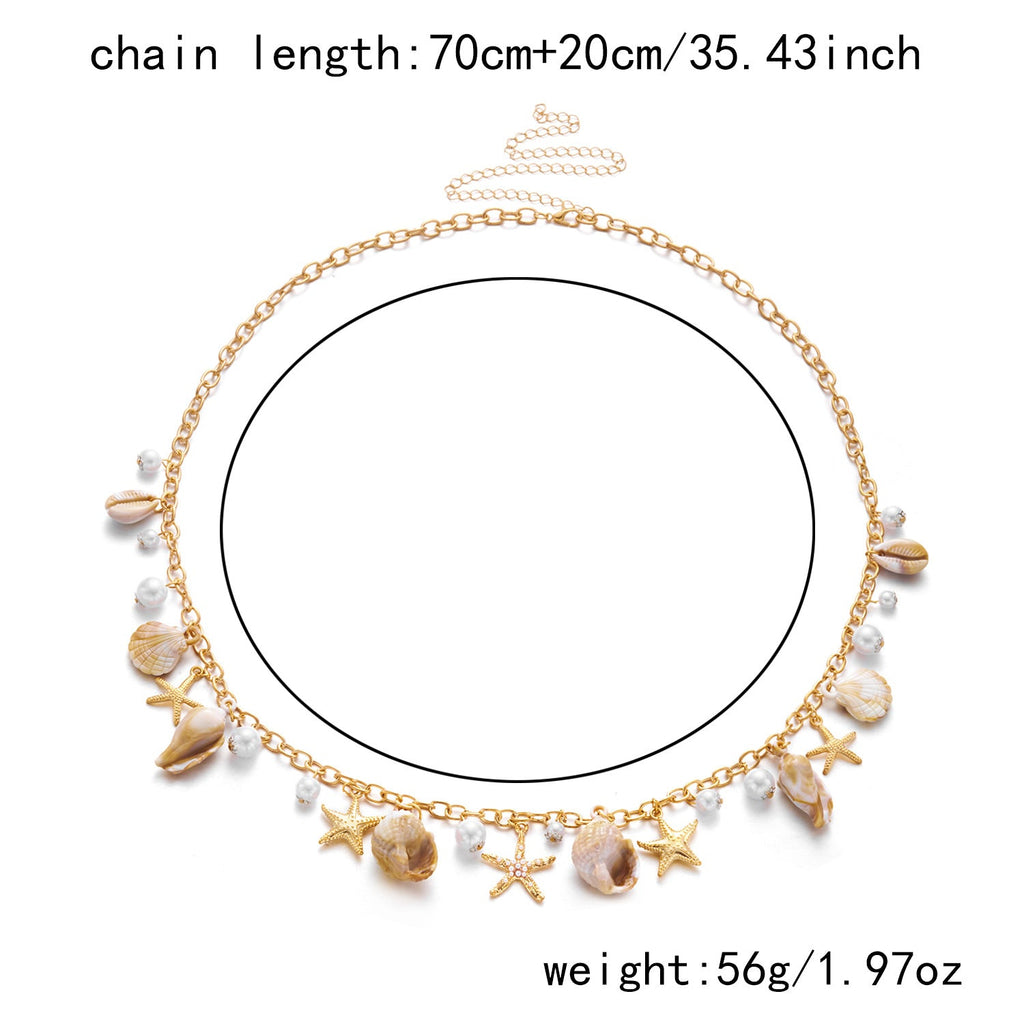 Shell Charm Layered Waist Chain — gold body chain, view 9