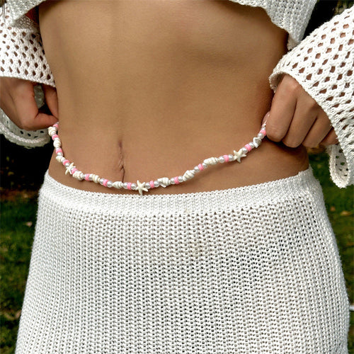 Colour-Block Glass Bead Waist Chain — body chain, view 2