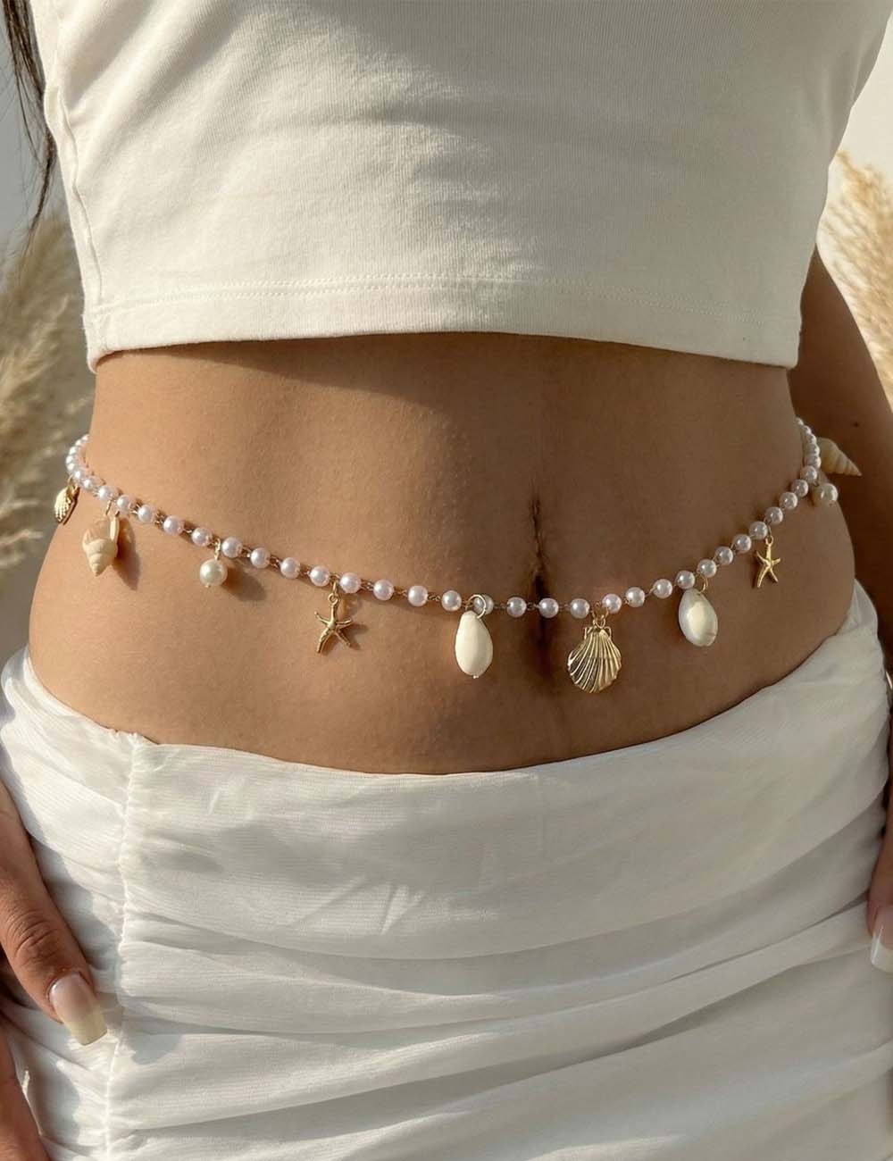 Starfish Shell Pearl Waist Chain — body chain