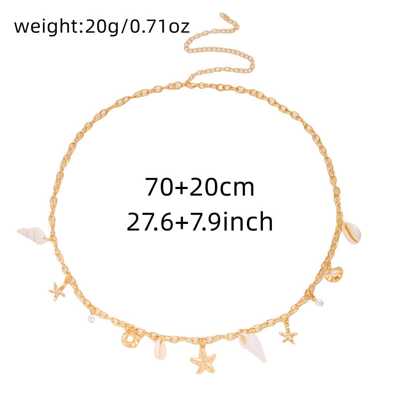 Starfish Shell Pearl Waist Chain — body chain, view 7