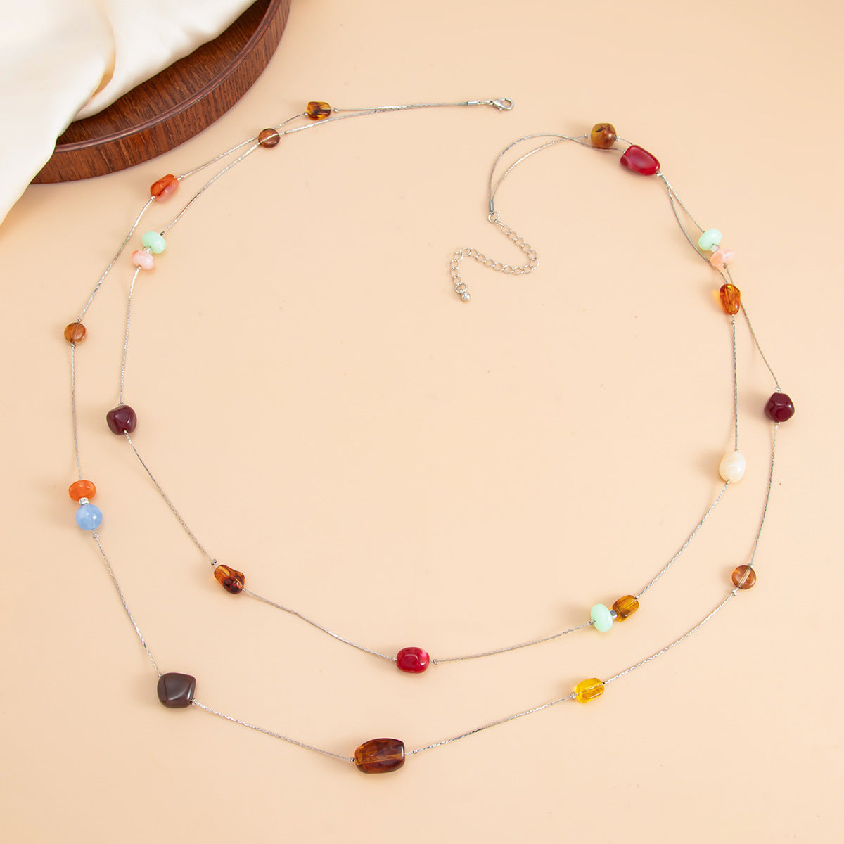 Irregular Resin Charm Waist Chain — silver body chain, view 4