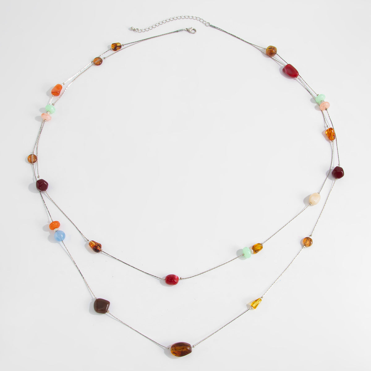 Irregular Resin Charm Waist Chain — silver body chain, view 5